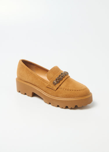 Mocassins détails bijou semelle épaisse Camel