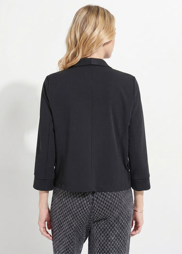 Veste unie courte smocking manches 3/4 Noir