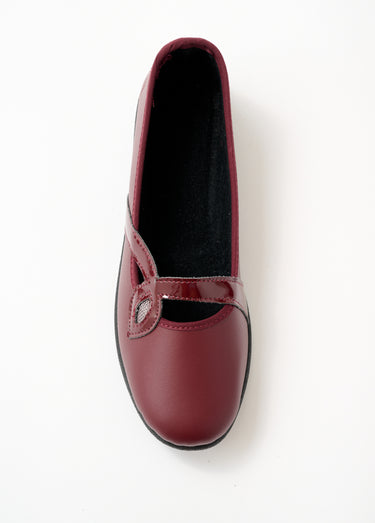Ballerines croisées largeur confort cuir Bordeaux