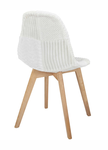 Set 4 Chaises assise patchwork clair Blanc patchwork