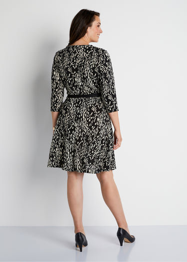 Robe courte maille chaude imprimée Imp Noir/Blanc