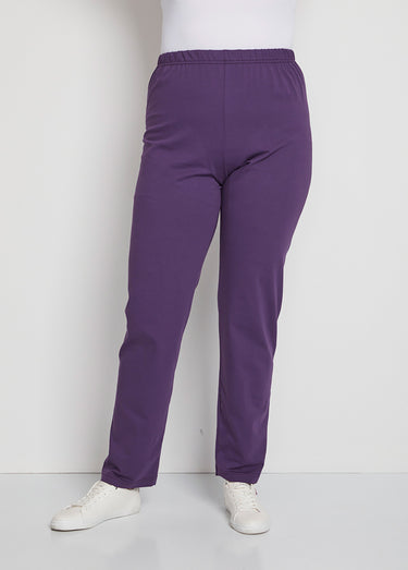 Legging coton stretch taille élastiquée Prune