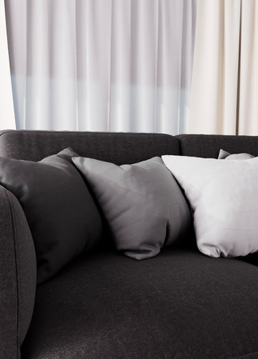 Housse de coussin bachette coton, motif lignes Blanc