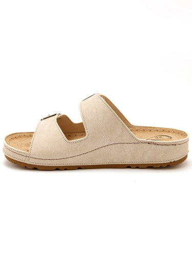 Mules larges, réflexologie plantaire Beige