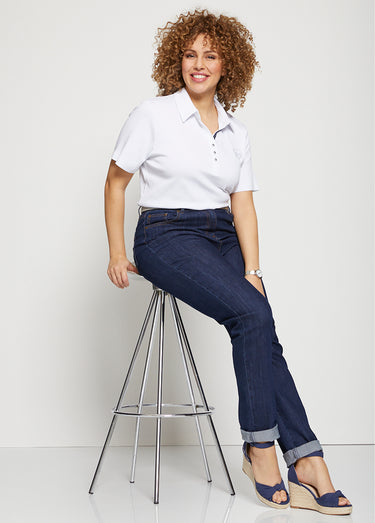 T-shirt jersey col polo manches courtes Blanc