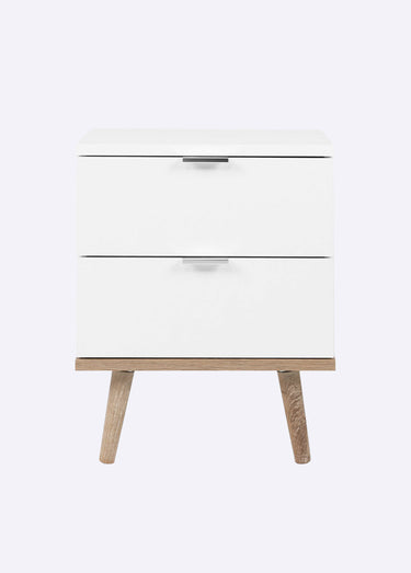 COPENHAGUE Chevet 2 tons effet chêne Blanc