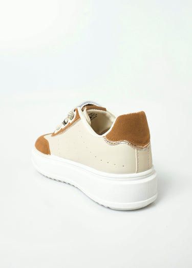Baskets bimatière à scratchs façon animalier Beige