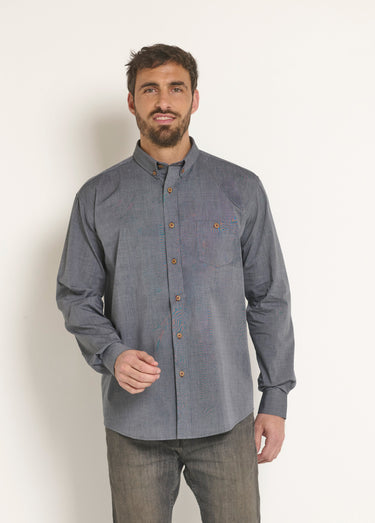 Chemise manches longues en coton Gris