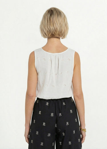 Top débardeur broderie anglaise coton Ecru
