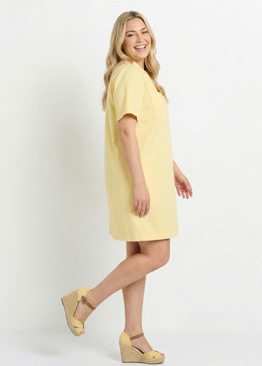 Robe forme housse en toile denim colorée Jaune Clair
