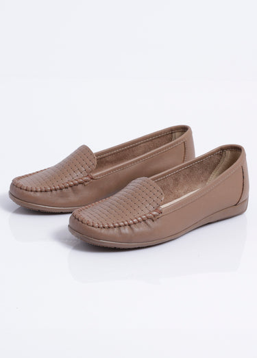 Mocassins souples largeur confort cuir Taupe