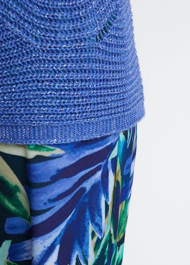 Pull maille reliefée ajourée volume boîte Bleu