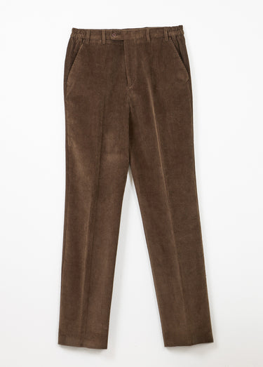 Pantalon droit ceinture élastiquée confort Velours Marron