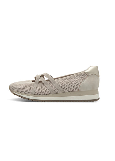 Ballerines élastiquées semelle compensée Beige/Gold