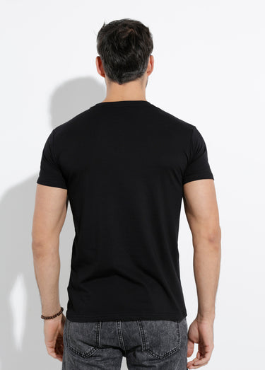 T-shirt col rond coupe ajustée Noir
