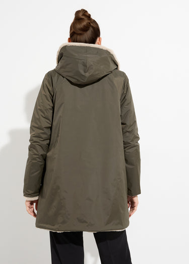 Parka réversible déperlant / fourrure 1 Kaki/Beige