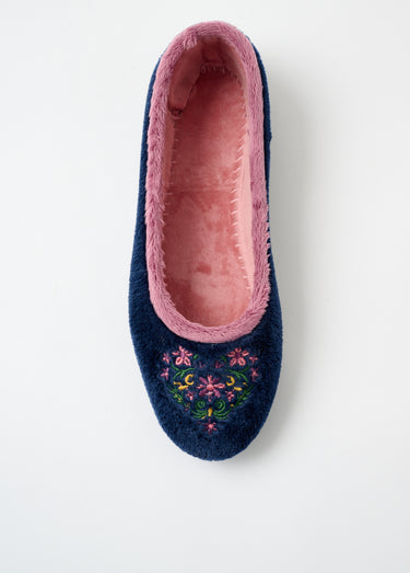 Chaussons ballerines largeur confort Marine