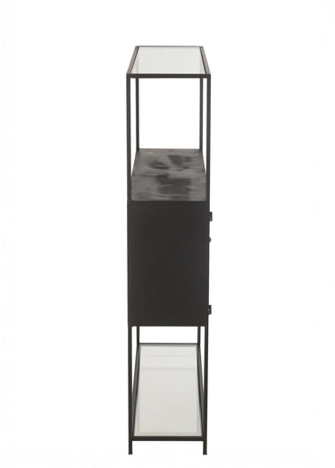 Etagère métal mat 2 portes + 2 niveaux Noir
