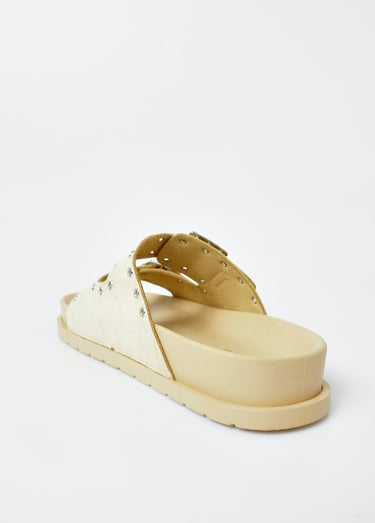 Sandales ergonomiques avec boucles et rivets Beige