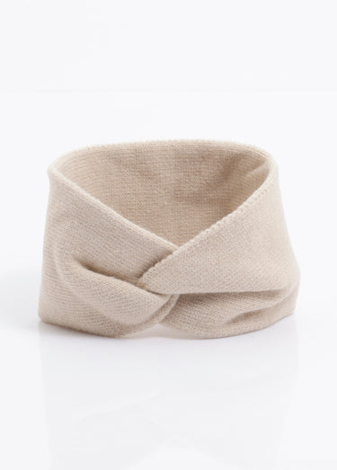 Bandeau headband torsade en maille douce Beige
