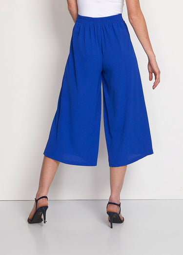 Jupe-culotte longue taille semi-élastiquée Uni Bleu