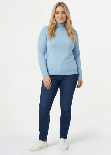 Pull doux col roulé manches longues Ciel