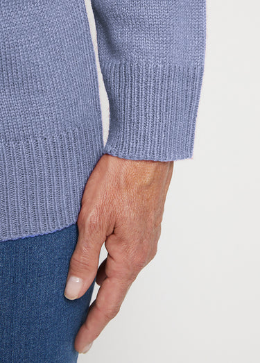 Pull col polo maille épaisse Bleu