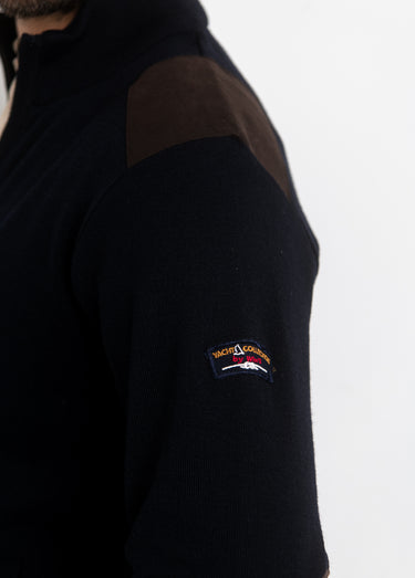 Pull maille zippé avec col montant Marine