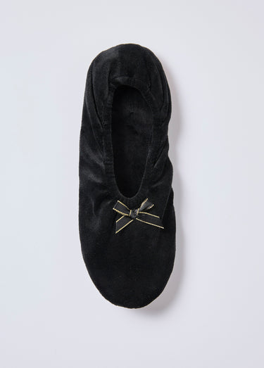 Chaussons façon ballerines en velours Noir