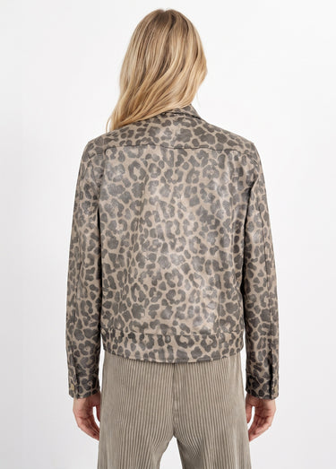 Veste courte en toile motif panthère Leopard