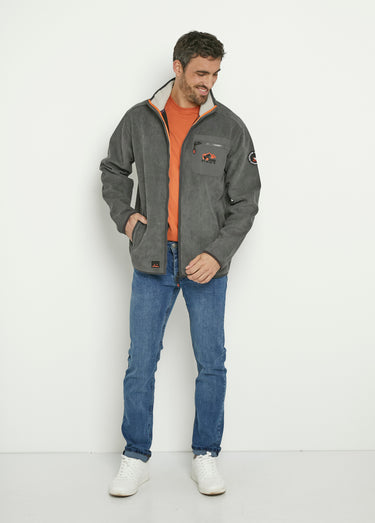Veste chaude en velours col montant Gris