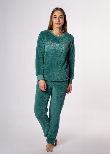 Pyjama manches longues chaud bords côtes Vert Irise