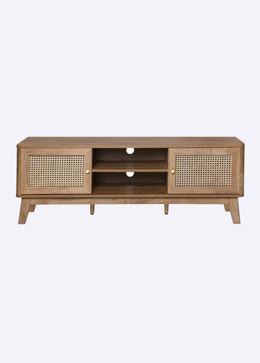 PALMO Meuble TV décor cannage rotin Bois Clair
