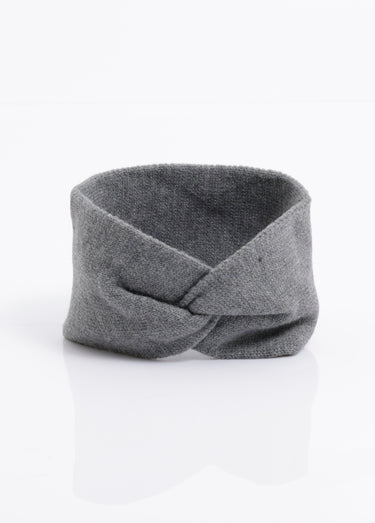Bandeau headband torsade en maille douce Gris