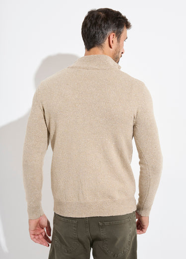 Pull col montant zippé, coupe ajustée Beige
