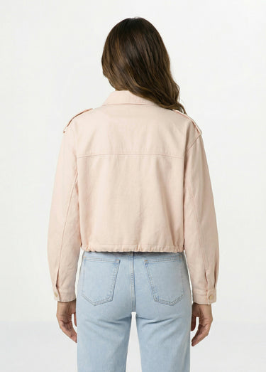 Blouson motard en simili cuir pastel Rose Clair