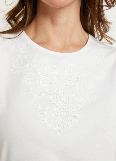 Débardeur uni court brodé sequins Blanc