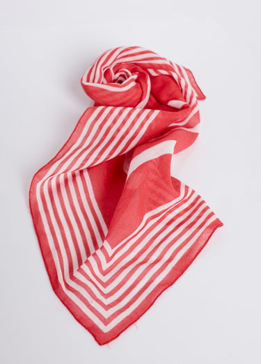 Foulard bicolore coton motif géométrique Rouge