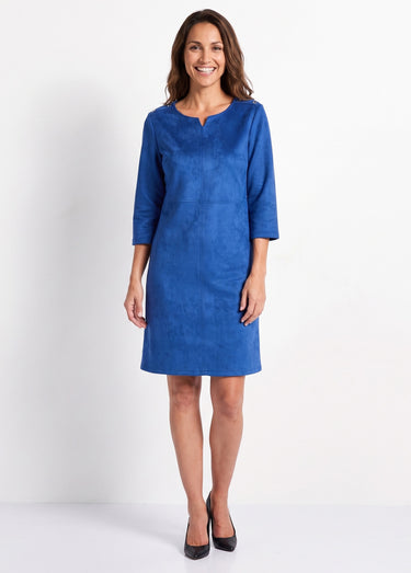Robe ample courte en tissu suédé uni Bleu