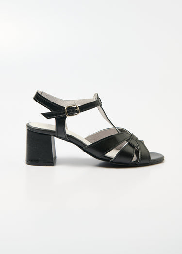 Sandales à talon brides croisées largeur confort Noir