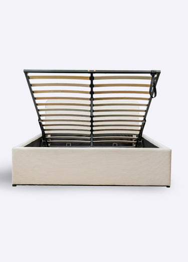 Lit coffre sommier + tete grosses cotes Beige