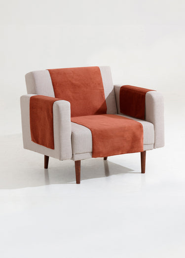 Protège-salon antiglisse tissu velouté Paprika