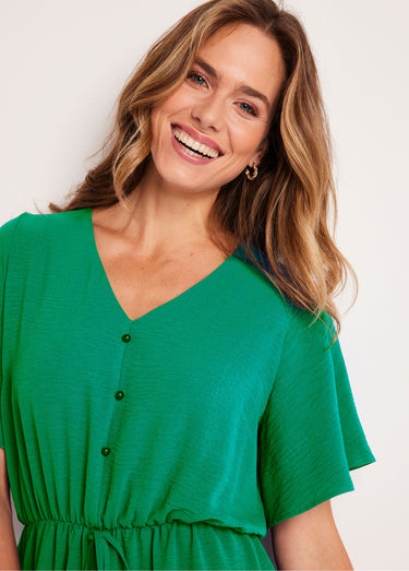 Robe courte évasée unie Vert