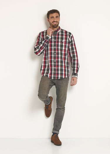 Chemise en coton à grands carreaux Marine/Rouge