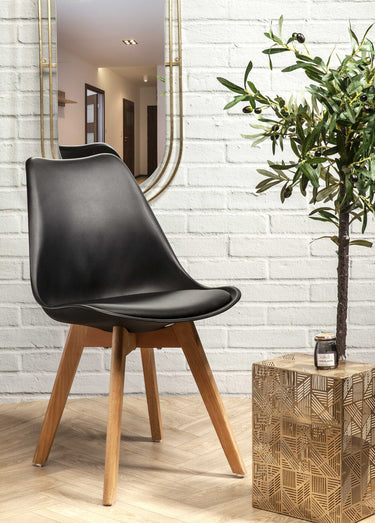 Set 4 Chaises assise coque et pieds bois Noir