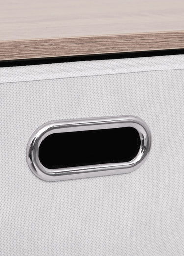 Commode façon bois, 3 tiroirs intissé Beige