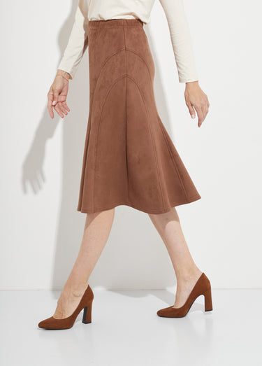 Jupe longue évasée maille suédée Camel