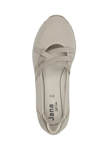 Ballerines élastiquées semelle compensée Beige/Gold