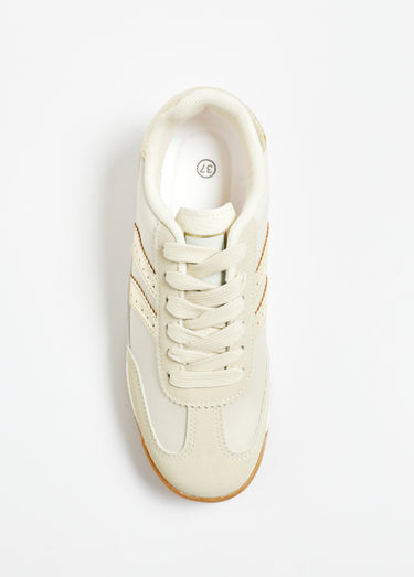 Baskets compensées aspect daim Beige