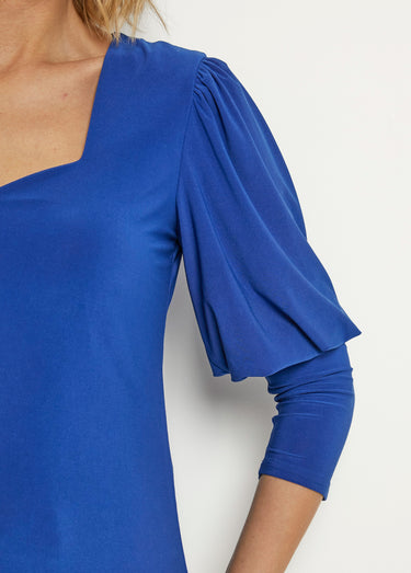 Tunique stretch décolleté carré manches 3/4 Bleu Electrique
